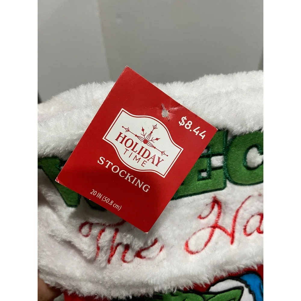 Christmas Stocking Holiday Time Kids Red New Wreck The Halls T-Rex Dino 20in